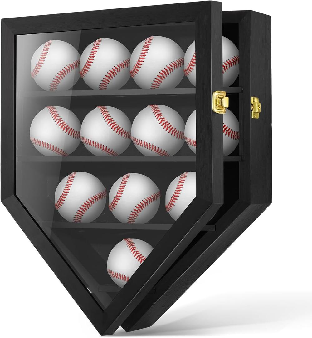 Baseball Display Case UV Protection Clear Acrylic Base Ball Box with Solid Wood Base, Baseball Stand for Autographed Ball Ideal Gift
