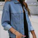 Sidefeel Women's Denim Jackets Casual Long Sleeve Oversized Fall Outfits Jean Jacket (Blue, XXL)