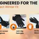Heat Logic Unisex Thermal Knitted Winter Gloves, Touchscreen Compatible Cold Weather Warm Gloves for Men & Women, Pack of 2 (Grey + Black - With Grip)