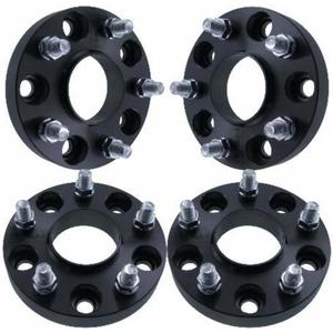 1" 5x5 Hubcentric Wheel Spacers - Fits Jeep Wrangler JL Gladiator JT Grand Cherokee Fits Dodge Durango - 1 Inch (25mm), 5x127, 71.5mm Hub, 14x1.5 Studs - Set of 4 - Black