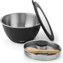 S'well Stainless Steel Salad Bowl Kit XL 184oz, Onyx, Includes 5oz Canister For Dressing, Serving Utensils, and Removable Tray, Leakproof, Easy to Clean, Dishwasher and Refrigerator Safe