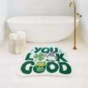 SHIYUE You Look Good St Patrick Shamrock Gnome Bath Mat, Cute Lucy Bathroom Rug, Soft Absorbent Water Non Slip Superior Microfiber Cool Shower Leprechaun Decor(21"x25"Green)