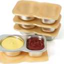 4 Pack Stainless Steel 2-Compartment Small Snack Containers with Lids 5.3oz Lunchable Meal Prep Containers for Adult Reusable Divided Stackable Bento Lunch Box Accessories for Home Travel