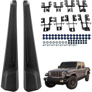 Running Boards Side Pedal Compatible with 2020 2021 2022 2023 2024 2025 Jeep Gladiator JT 4 Door Side Steps with Brackets,2 PCS Right and Left Side Step Rail Removable Nerf Bars