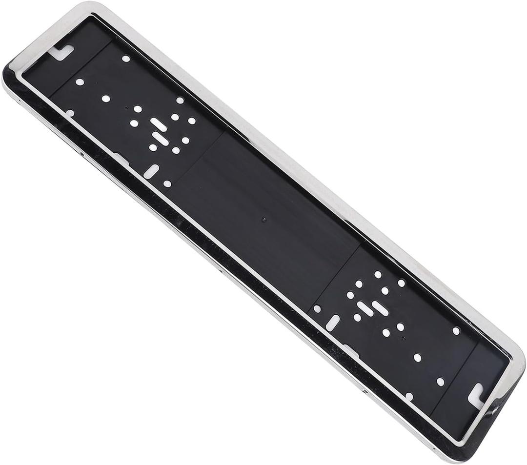 2 Pcs European License Plate Holder, Stainless Steel Frame, EU Tag Mounting Bracket, No Drilling Required, Fits Most Bumpers, Stylish Sporty Look, Front Rear Placement