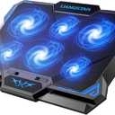 Laptop Cooling Pad, Laptop Cooler with 6 Quiet Led Fans for 15.6-17 Inch Laptop Cooling Fan Stand, Portable Ultra Slim USB Powered Gaming Laptop Cooling Pad, Switch Control Fan Speed Function (Blue)