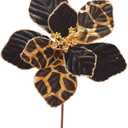 10Pcs Black Christmas Flower for Tree Glitter Poinsettia Flowers Leopard Print and Black Christmas Artificial Flower with Stem for Xmas Tree Party DIY Wreath Garland