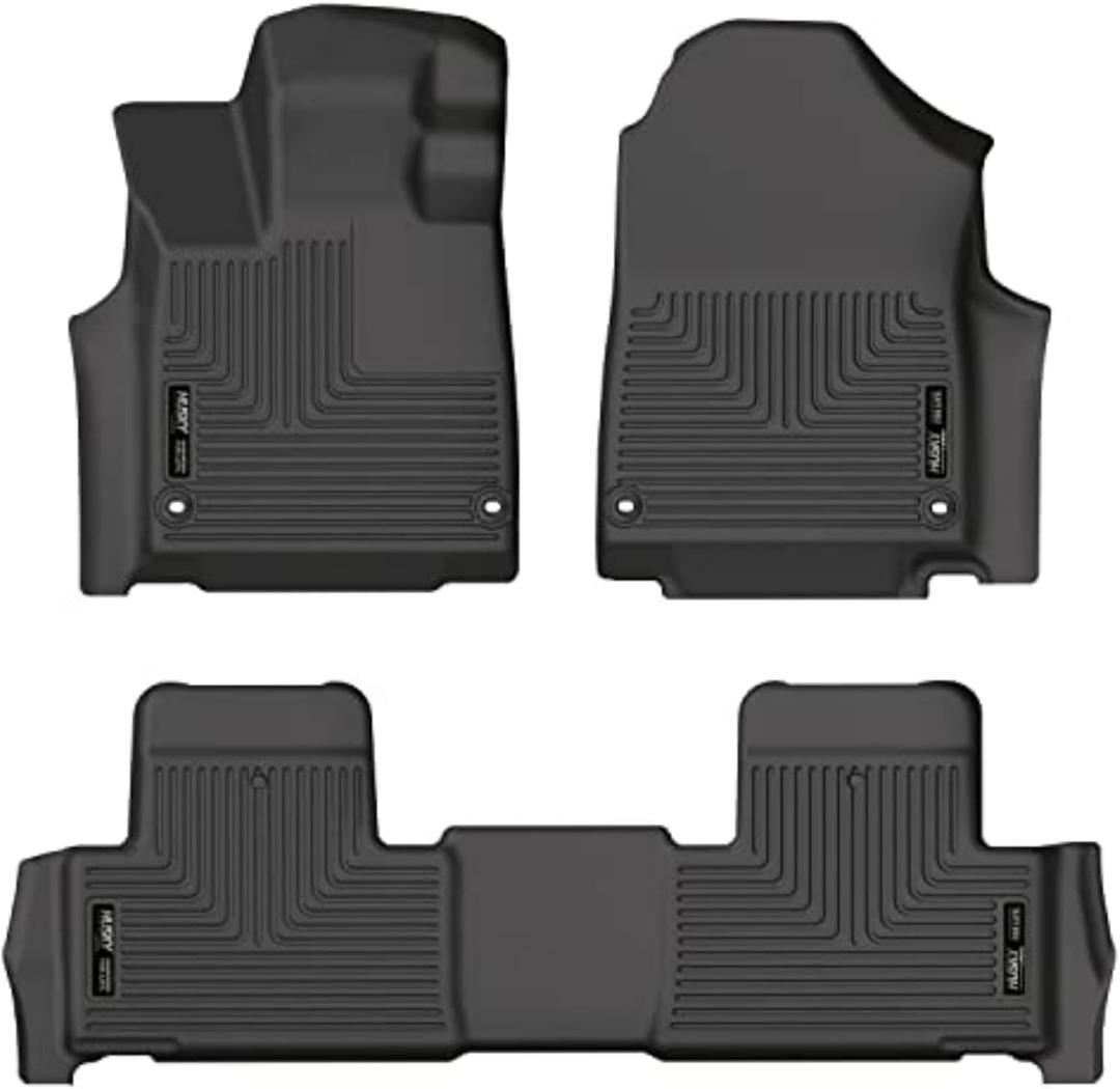 Husky Liners Weatherbeater Floor Mats | Fits 2022-2025 Acura MDX | Front & 2nd Row, 3-pc Black - 95181