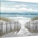 Abstract Beach Picture Wall Art: Seascape Artwork Seaside Path Canvas Painting for Living Room (36"W x 24"H,Multi-Sized) (36L" x 24W")