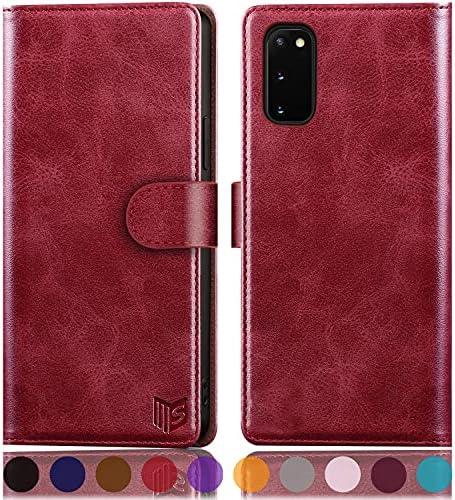 SUANPOT for Samsung Galaxy S20 6.2"(Non S20+/S20 Ultra) with RFID Blocking Leather Wallet case Credit Card Holder,Flip Folio Book Phone case Shockproof Cover Women Men for Samsung S20 case Wallet Red