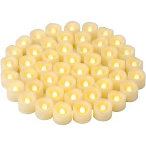 48 PCS LED Flameless Flickering Tea Lights Votive Candle Battery Operated/Electric Flicker LED Tealight Bulk Fake Candles for Halloween Christmas Wedding Party Decorations (Warm White) (48 PCS (1.2 inch, 200 Hours Long Lasting))