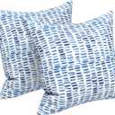 LVTXIII Outdoor Throw Pillows, Decorative Throw Pillows with Inserts, 16"x16" Square Pillows for Bed, Couch, Sofa and Patio Furniture, Set of 2, A Pebble Blue