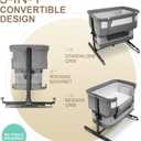 Baby Bassinet, 3 in 1 Bedside Sleeper with Mattress and Mesh Sides, Mosquito Net, Storage Basket, with Rocking Function, 5-Height Adjustable, Easy Assemble Crib for Newborn, Gray