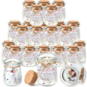 20 Pcs Wildflowers Baby Shower Favors Party Candle Lavender Scented Glass Mason Jar Wax Candle Bulk for Guests Girl Boy Gender Reveal Party Gifts(Colorful)