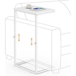 Vagusicc C Shaped End Table for Couch, 33.2'' Extra Tall C Table Adjustable Height Side Table, Small Side Table for Small Spaces, Couch Tables That Slide Under, Tv Tray Table for Living Room, White