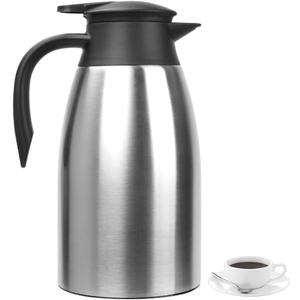 Thermal Coffee Carafe 70 oz / 2L Insulated Stainless Steel, Coffee Carafes Double Walled Vacuum Pot Flask - Hot Beverage Dispenser/Water, Tea - Keep 12/24 Hours Hot/Cold (Silver)