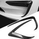 Front Fog Light Trim Cover for Tesla Model 3, 2PCS Fog Lamp Frame Blade Trim Eyebrow Eyelids Cover, Spoiler Accessories for Model 3 2017 2018 2019 2020 2021 2022 2023, Glossy Carbon Fiber