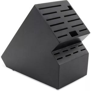 20 Slot Knife Block Storage Without Knives, Universal Acacia Wood Knife Holder for Kitchen Countertop, Large Butcher Block Organizer, Easy Storage of Knives, Black