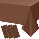 3Pcs Brown Plastic Tablecloths for Rectangle Tables,Disposable Chocolate Table Cloth,Waterproof Tan Table Cover for Fall Thanksgiving Harvest Birthdays Weddings Party Decorations,54 x 108 Inch