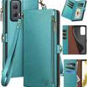 XcaseBar for Motorola Moto G Power 5G 2024 Wallet case with Zipper Credit Card HolderRFID Blocking,Flip Folio Book PU Leather Phone case Shockproof Cover Women Men for Power 5G 2024 case Blue Green
