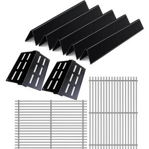 Porcelain Steel Heat Deflectors Flavorizer Bars with 2Pack Cooking Grates for Weber Genesis Grill Replacement Parts E-310 E-320 E-330 S-310 S320 S-330 EP-310 EP-320 7524 7528 7620 7622 Replace