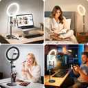 MACTREM 10 Desk Ring Light with Stand, Desktop LED Circle Halo Light with Phone Holder for Computer Zoom Meeting, Laptop Light for Conference Video Calls, Live Streaming, Podcast, Selfie, Makeup