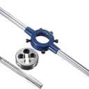 uxcell 3/8-16 UNC Tap and Die Set with 30mm Round Die Stock Handle Wrench, High Speed Steel Machine Thread Tap and Round Die Threading Tool