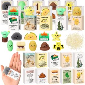 Wettarn 50 Sets Appreciation Gifts Cute Stress Balls with Support Boxes Bulk Party Favors for Employee Coworker Team Group Stuffers Office Prizes Positive Desk Decor