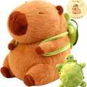 Wonfirang Capybara Plush with Turtle Backpack, Kawaii Capybara Doll Stuffed Birthday Gifts Party Decoration, Cute Plush Toy for Girls Cartoon Fans