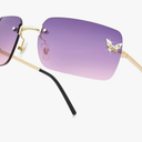 knliwkm Rimless Rectangle Y2k Sunglasses for Women Men Cute Small Clear Frameless Tinted Lens 2000S Fashion Shades Butterfly