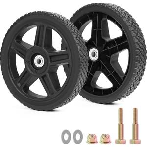 10 Inch Lawn Mower Wheels Kits Universal 10" Push Mower Wheels with 1/2" Bearing, Bolts & Nuts, Plastic Replacement Tires for Most Standard Garden Tiller, Pressure Washer, Handtruck, 2 Pack