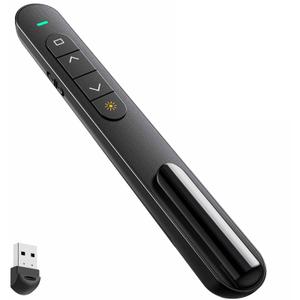 QUI Presentation Clicker for PowerPoint, RF 2.4GHz USB Wireless Presenter Remote with Volume Control, PowerPoint Clicker Slide Advancer for Mac, Windows, Laptop, Keynote (Black)