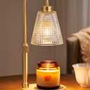 Innqoo Wood Color& Clear Candle Warmer Lamp with Timer, Dimmable Candle Warmer for Jar Candles, Height Adjustable Wax Melts Warmer, Birthday Gifts for Women Mom, House Warming Gifts New Home Decor (Regular(4.7 in))