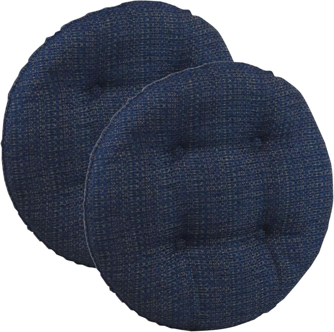 Klear Vu Omega Gripper Non-Slip Tufted Round Barstool Cushion for Dining Rooms, Cafes, Bars and Restaurants, 14 Blue, 2 Pack