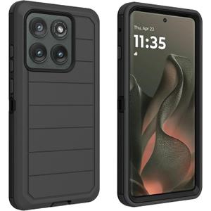 for Motorola Edge 2025 Case, Heavy Duty Bumper Case Heavy Duty Shockproof Dustproof 3 in 1 Rugged Protective Phone Cover for Motorola Moto Edge 2025 (Black)
