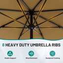 AreShark 9 FT Patio Umbrella for Outdoor, Outdoor Table Umbrella with Push Button Tilt and Crank, Outdoor Patio Umbrellas with 8 Sturdy Ribs for Market, Garden, Pool (Khaki)