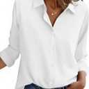 Zeagoo Button Down Shirt Women Long Sleeve Blouses Casual Tops Work Outfits | Stain Shield Dress Shirts，Wrinkle Free Collared Shirts，Business Casual Work Outfits，Floral Blouse，Fall Outfits (White, S)