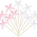 100 Pcs Coquette Bow Pearl Cocktail Picks 4.7" Pink Bow Toothpicks Bowknot Cocktail Appetizer Picks for Fruit Drink Dessert Wedding Party Supplies Bridal Birthday Baby Shower Party Decor(Pink,White)