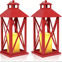 Decorative Lanterns Outdoor Candle Lantern 13.5" Waterproof Battery Powered LED Hanging Lanterns with Flameless Candle for Front Porch, Entrance, Indoor, 2 Pack