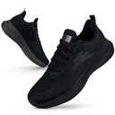 Puweco Breathable Mens Running Shoes Anti Slip Athletic Shoes for Men Lightweight Workout Sneakers for Walking Gym Fitness Jogging Sports All Black 46