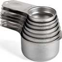 Stainless Steel Measuring Cups Set of 7 Stackable Heavy Duty Measuring Cups for Dry and Liquid Ingredients (Silver)