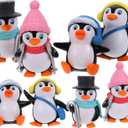 NUOBESTY Cute Penguin Characters Toys Mini Penguin Figure Collection Playset Cake Topper Decoration Mini Christmas Figurines Winter Toys 8 Pieces