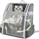 Cat Backpack Carrier Large Pet Backpack for Small Dog Medium Cat Puppy Kitten Bunny up to 15lbs, Ventilated Mesh Dog Collapsible Travel Backpack for Hiking Walking Outdoor (Grey)