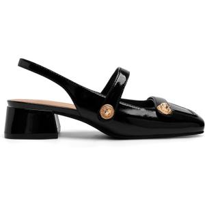 Slingback Mary Jane Heels for Women Low Block Heel Closed Square Toe Pump Shoes Heels Classic Daily Office Dressy Shoes (10, Black)