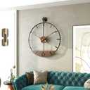 Modern Wood Walnut Dial Wall Clock, Large Simple Wall Decor Metal Frame Silent Non Ticking Clock for Living Room, Kitchen, Bedroom, Study Decoration, Handmade Home Present Idea, 29.5 in (4. XX-Large(70cm))