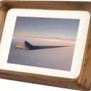 Natural Wood 5x7 Picture Frame, Display 4x6 Picture with Mat or 5x7 Without Mat, Solid Walnut Wood Photo Frame with Plexiglass, Tabletop Display and Wall Hanging