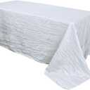 YOUR CHAIR COVERS - 90 x 156 inch Rectangular Crinkle Taffeta Tablecloth - White, Rectangle Table Linens for 8 ft Rectangular Tables, Wedding Crushed Table Cloth
