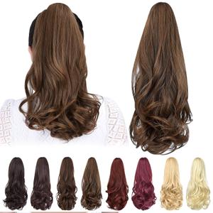 16" Short Straight Claw Clip in Ponytails Hair Extensions Natural Soft Synthetic Hairpiece for Women