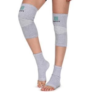 Bamboo Knee Compression Sleeve & Bamboo Compression Ankle Support Combo for Men and Women Knee Pain, Gym, Running, Basketball, Meniscus Tear, Sports, Joint Pain Relief, Injury Recovery (X-Large) (Knee Thigh 18-20inch)