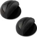 2pcs Floor Door Stopper, No-Drill Adhesive Door Stopper for Bottom of Door Stainless Steel Half Dome Rubber Bumper Doorstop Wall Protector for Living Room, Bedroom, Bathroom, Office (Black)